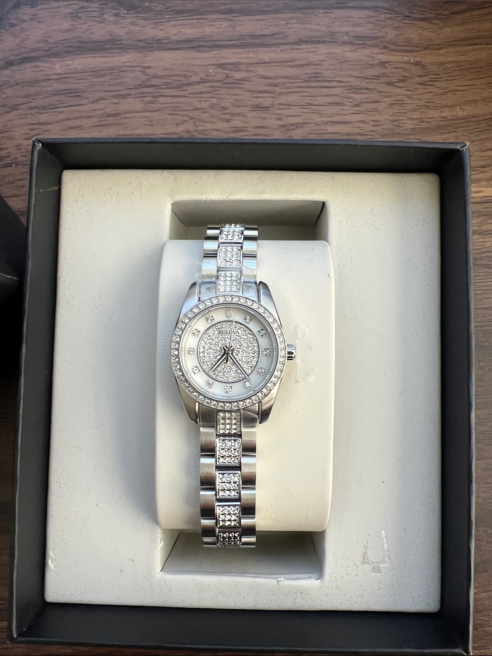 💎 96L253 BULOVA LADIES DRESS CLASSIC CRYSTAL WRIST WATCH MB-582💎 - Picture 2 of 5